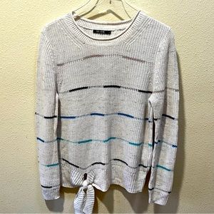 Nic & Zoe Striped Tie Front Sweater